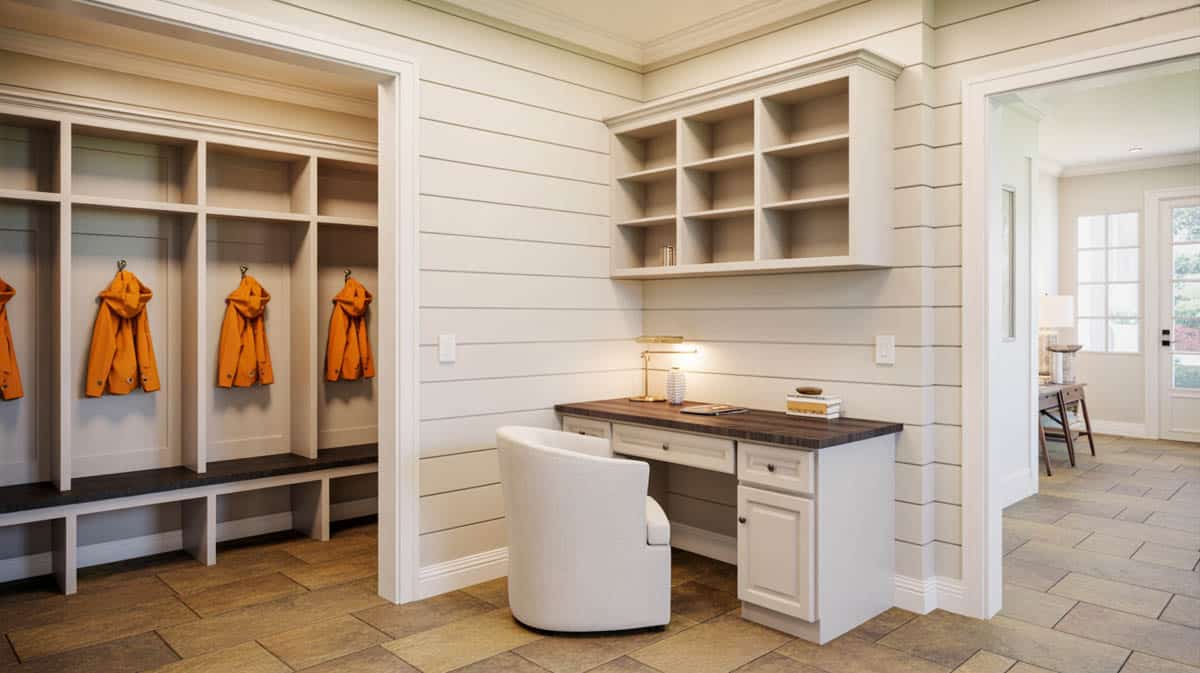 Hallway with desk for activities