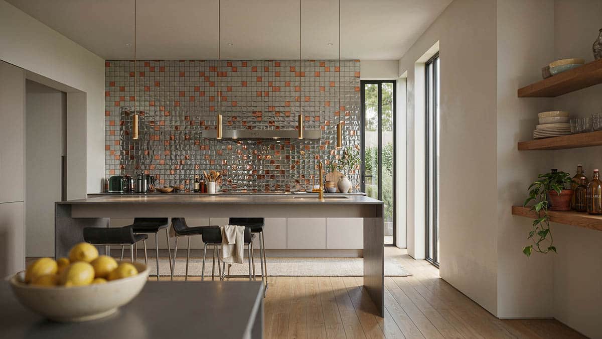 Glass and copper mosaic