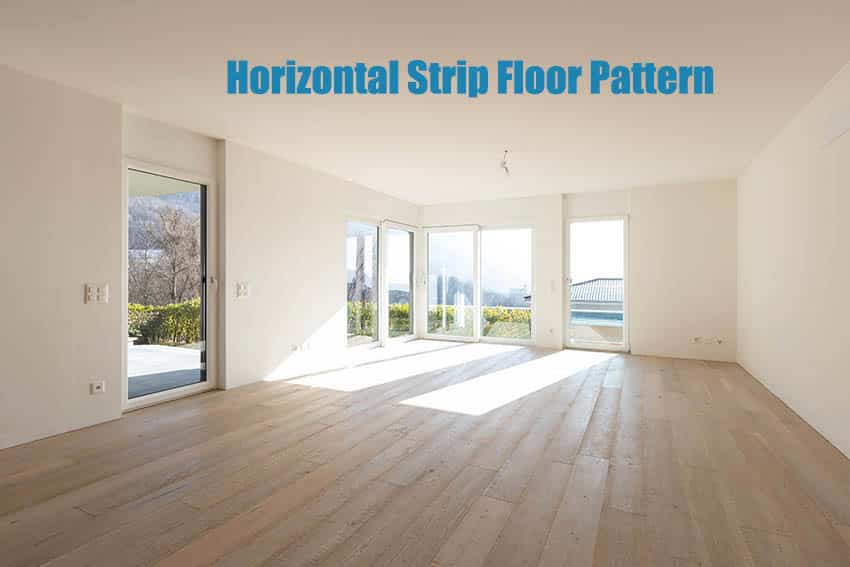 Horizontal strip wood floor pattern