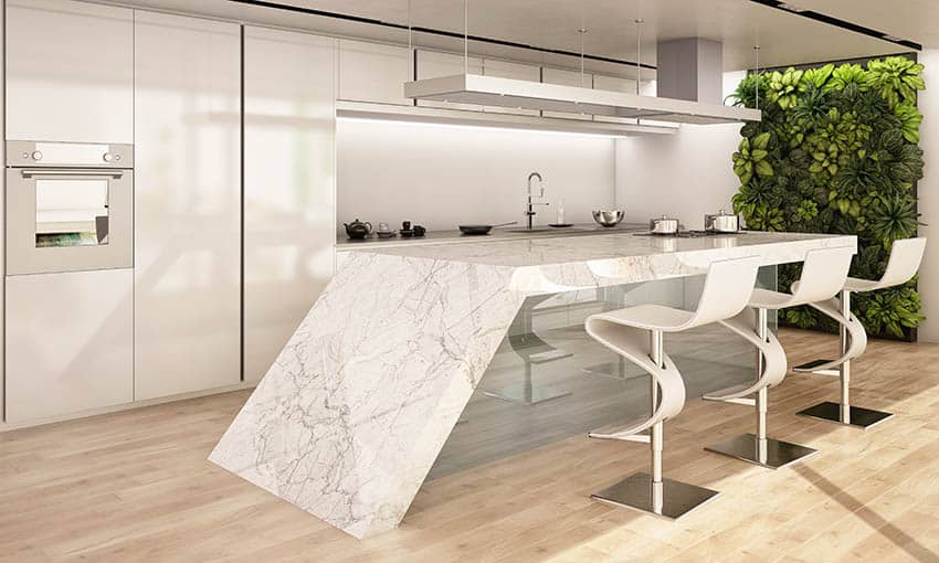 Kitchen island with sintered stone countertop