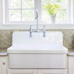 Kitchen with double basin farmhouse sink