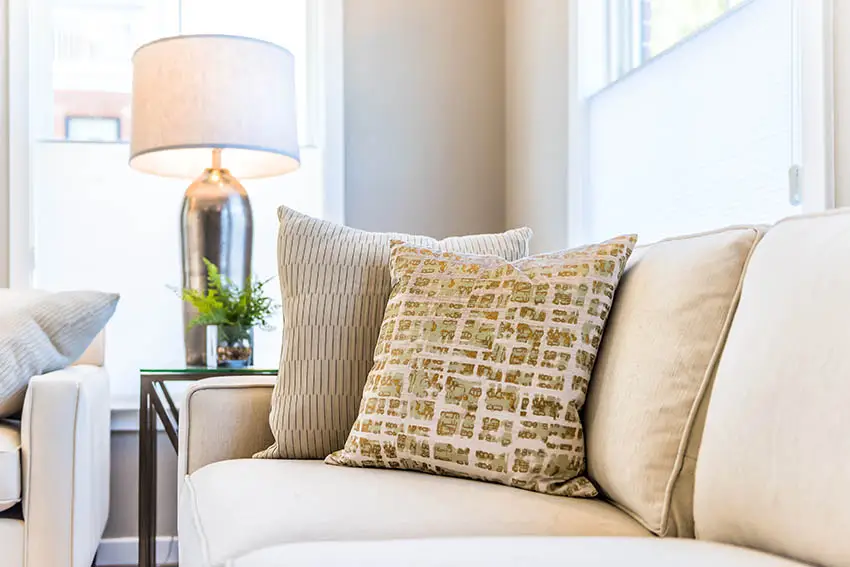 Living room table lamp turned on