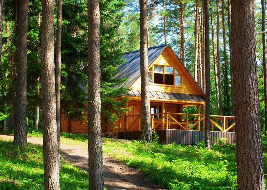 Log home in the woods