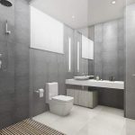 Modern bathroom with toilet and toilet paper holder