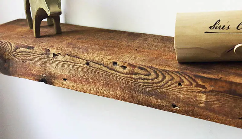 Modern floating wood mantel