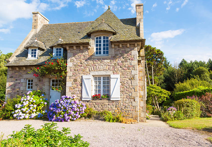 Rustic french country house with stone exterior