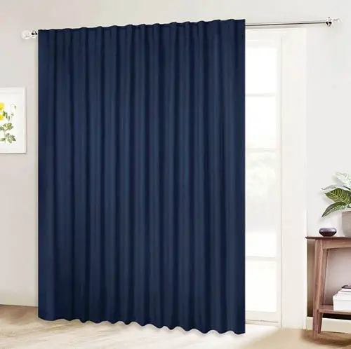 Soundproof door curtain above french doors