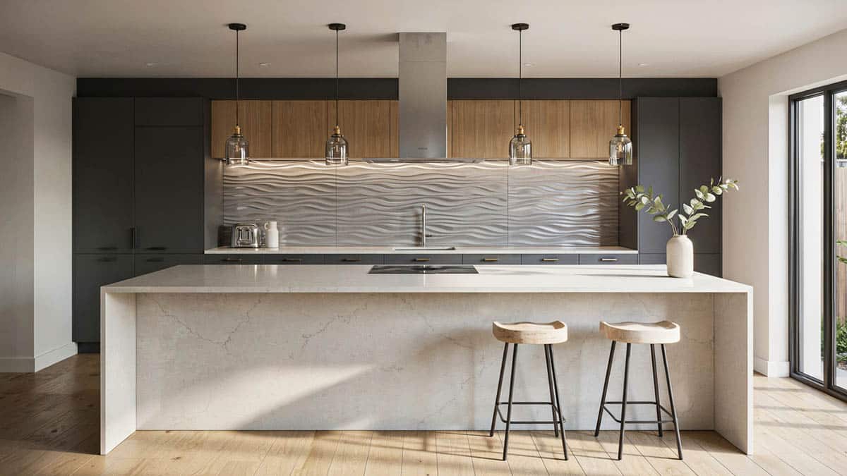 Modern wavy tile in white metal