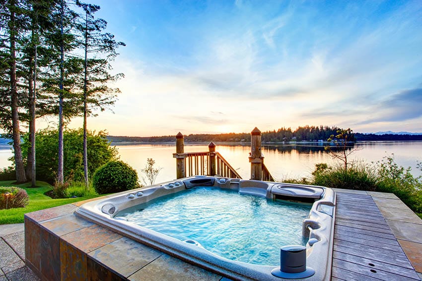 Amazing hot tub with water views