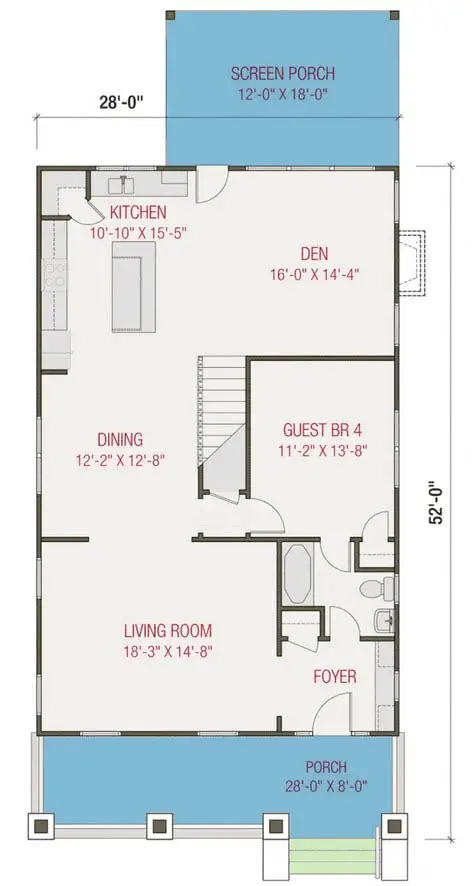 Craftsman bungalow floor plan 1st floor