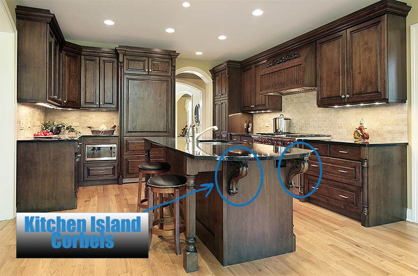 kitchen corbels island cabinet counter designs designing idea microwave stand with doors