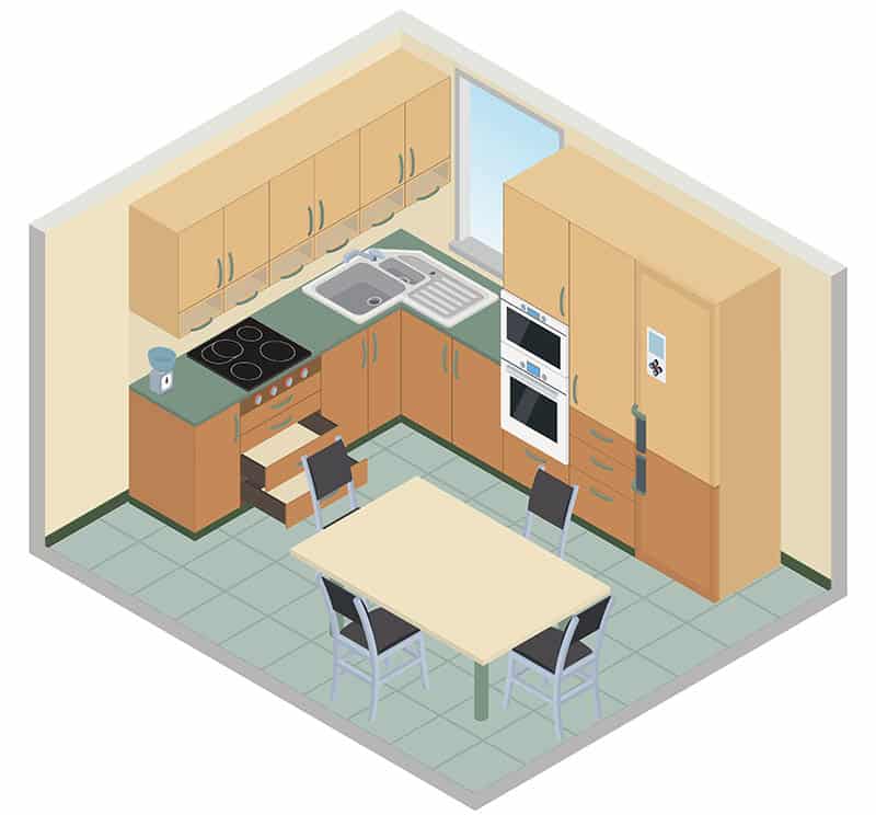 L shaped kitchen layout