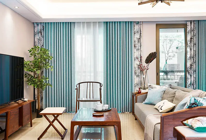 Blue cotton curtains