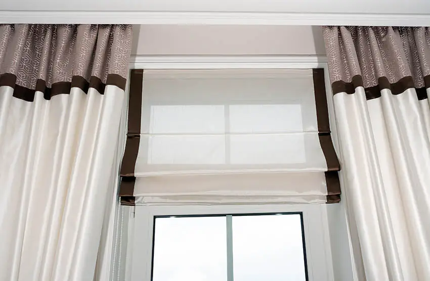 Transom window roman curtains