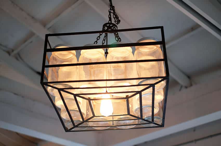 DIY hanging mason jar light decor