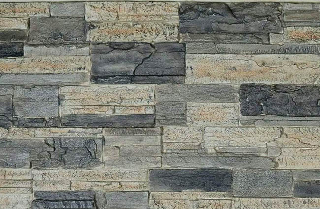 Faux stacked stone wall