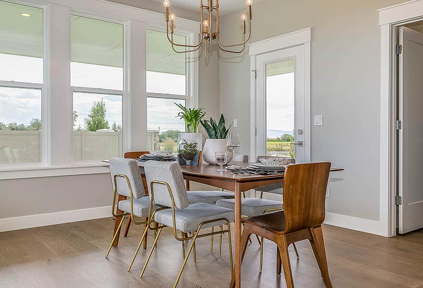 Mid century modern table with gold grey side chairs