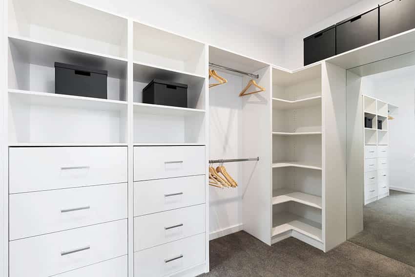 Closet with mirror built in storage clothing hangers