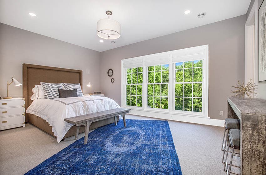 Bedroom with semi flush type light