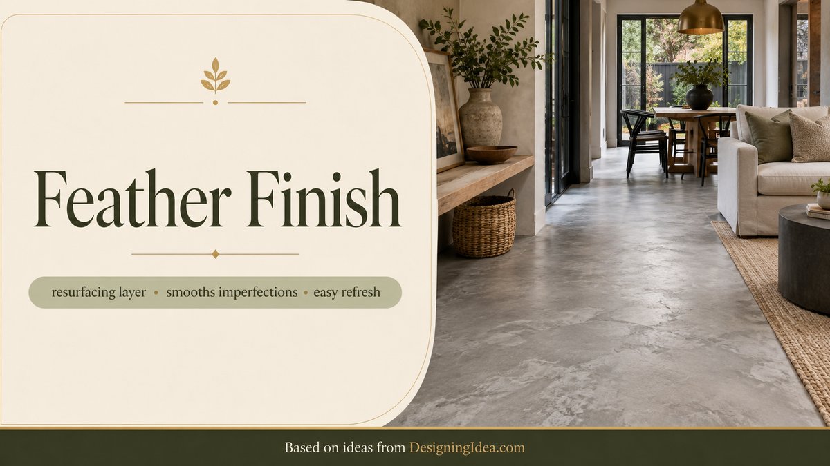 Feather finish card over a resurfaced floor spanning an open dining and living space
