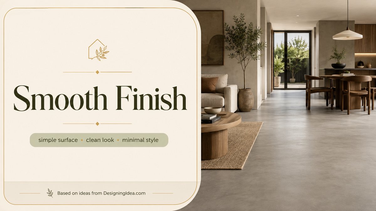 Smooth finish card over a level gray floor in an open living and dining room