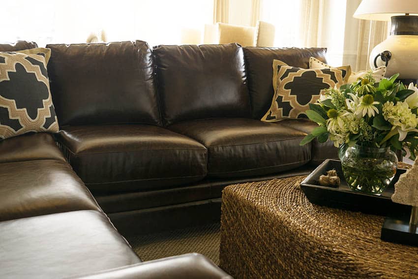 Faux leather sectional sofa living room