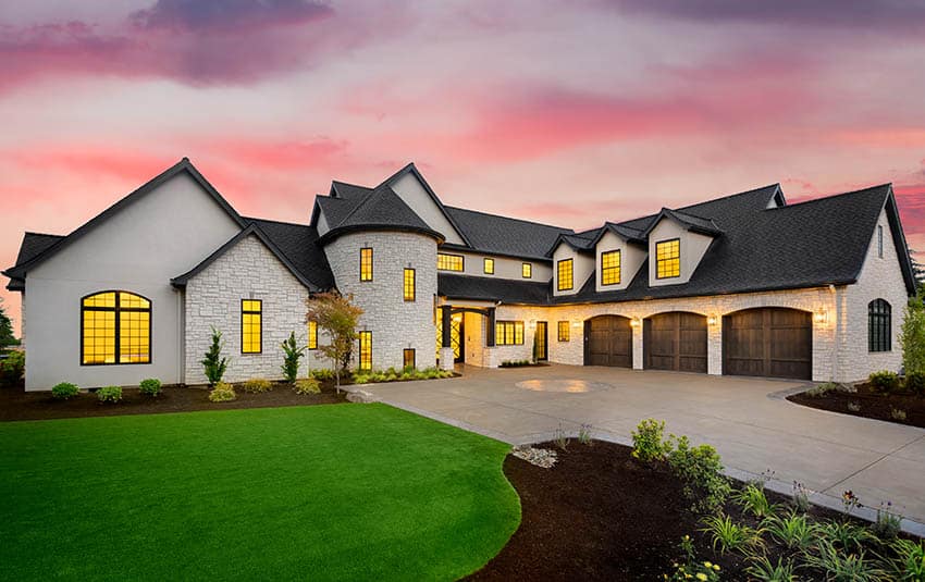 Luxury house with black metal roof 