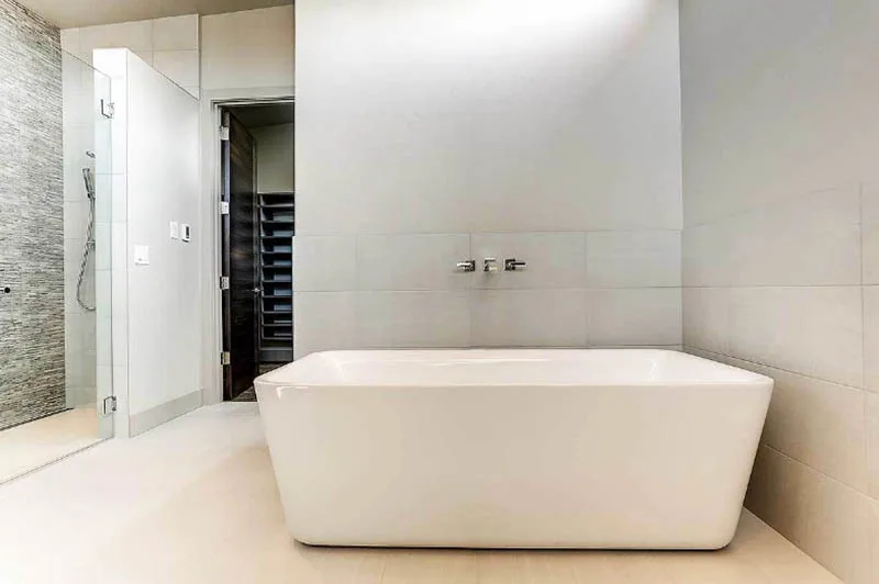 Master bathroom with freestanding tub walk in shower