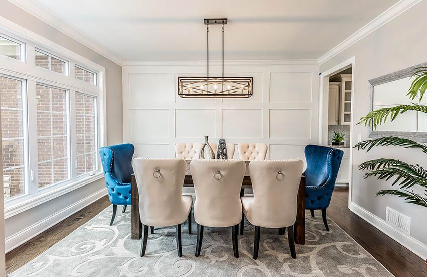 dining room with mixed chairs