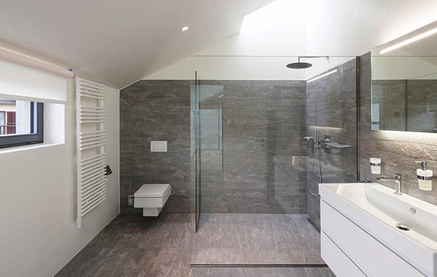 Modern bathroom with curbless shower