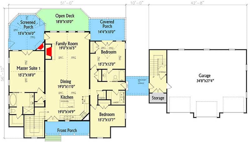 Mountain cottage design floor plan 1st story