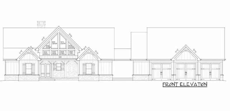 Mountain cottage plan front elevation