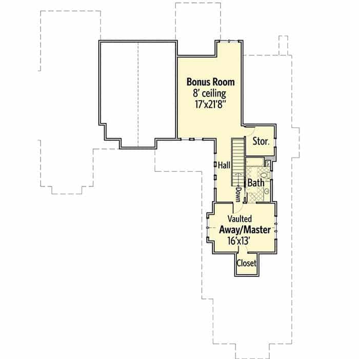 Mountain craftsman style house floor plan 2nd story layout
