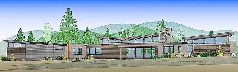 Mountain ranch house design rendering front