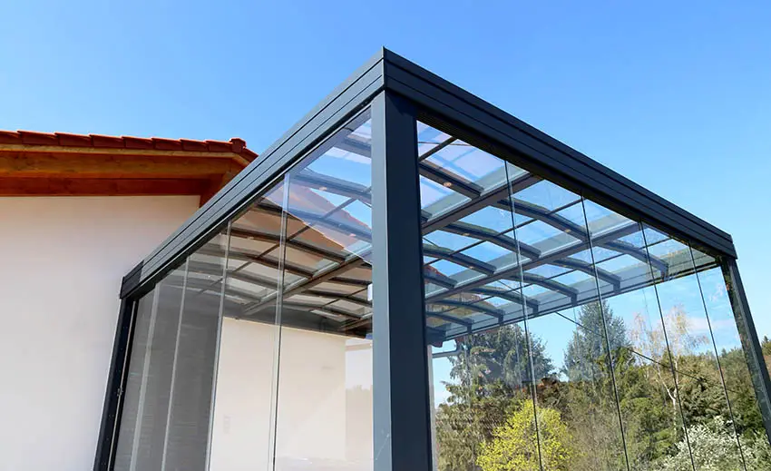 Aluminum framed patio attached to the house