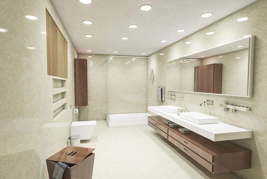Bathroom with recessed led lights