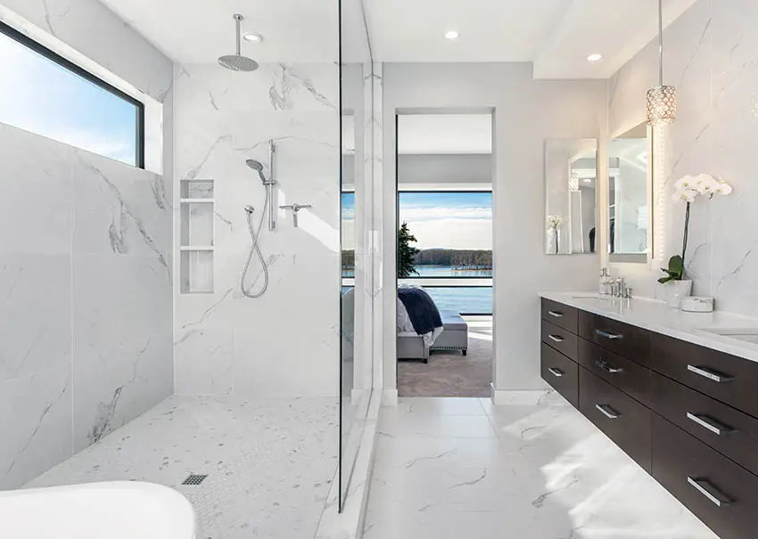 Using Quartz Slabs In The Bath For Shower Walls, Seating and Floors —  Stonelink Marble & Granite