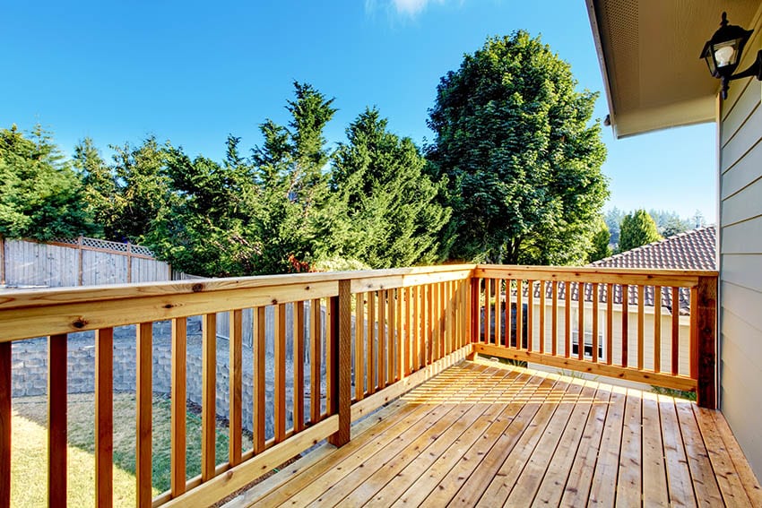 Cedar wood deck with wood railing