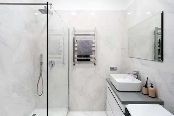 Pros And Cons Of Corian Shower Walls   Corian Shower Wall Enclosure Bathroom With Vessel Sink Vanity Is 728x486 