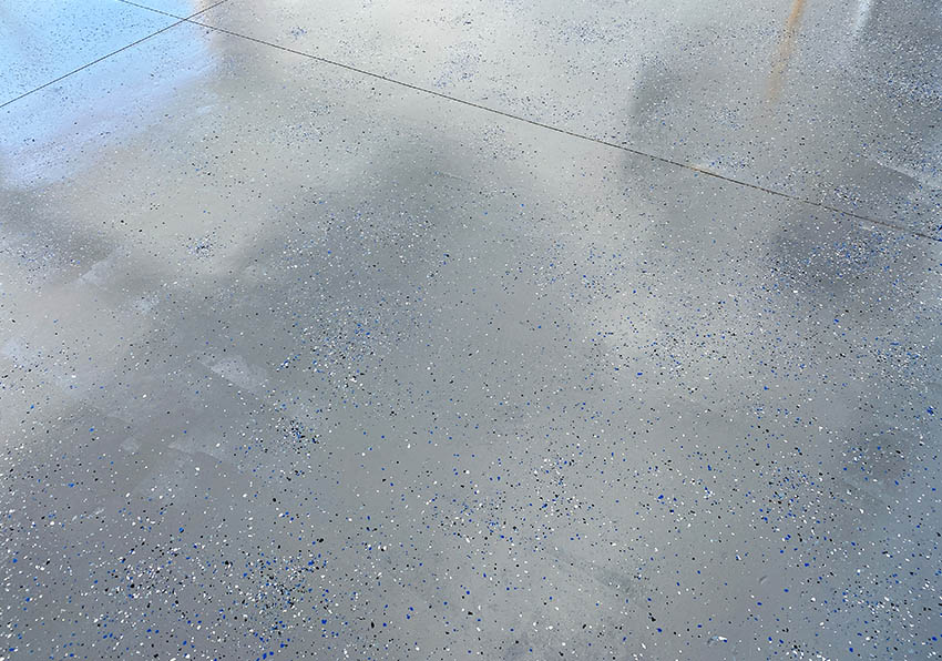 Gray epoxy patio flooring