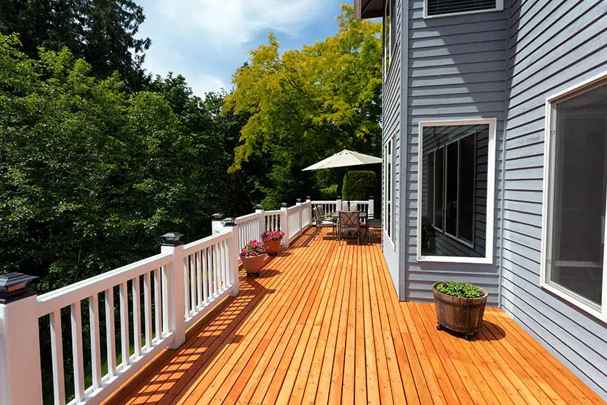 Large deck with white railing