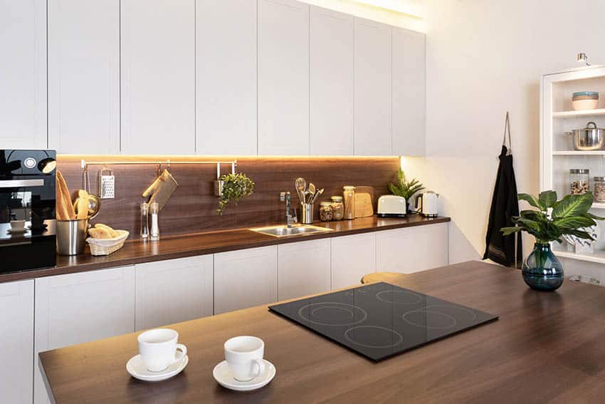 Modern kitchen with ceramic glass cooktop