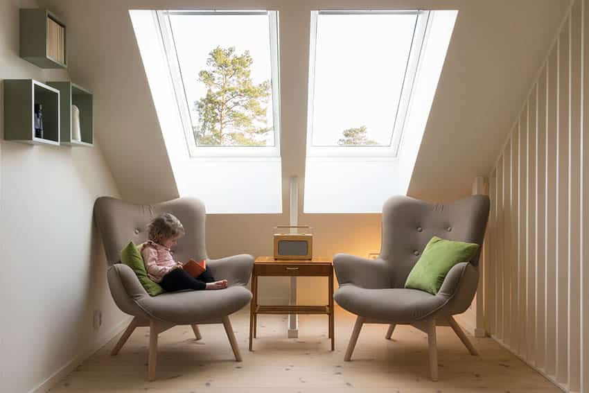Sitting room with skylights