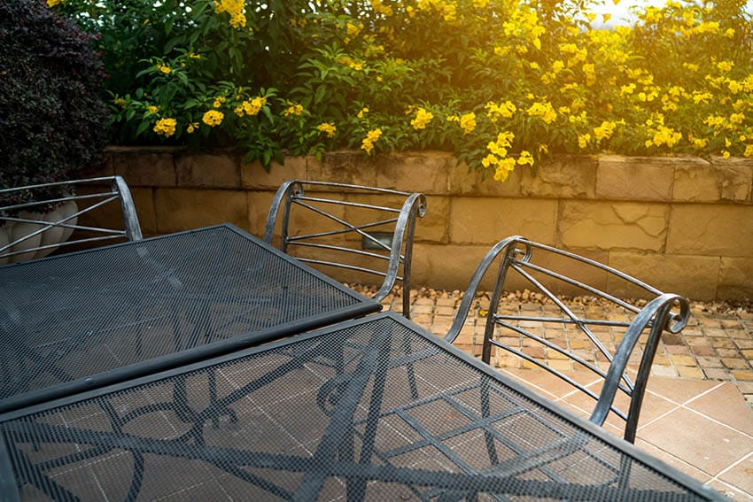 Steel patio furniture with black electric coating