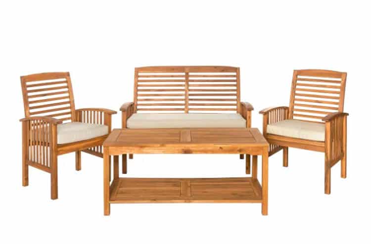 Acacia wood outdoor furniture loveseat chairs table