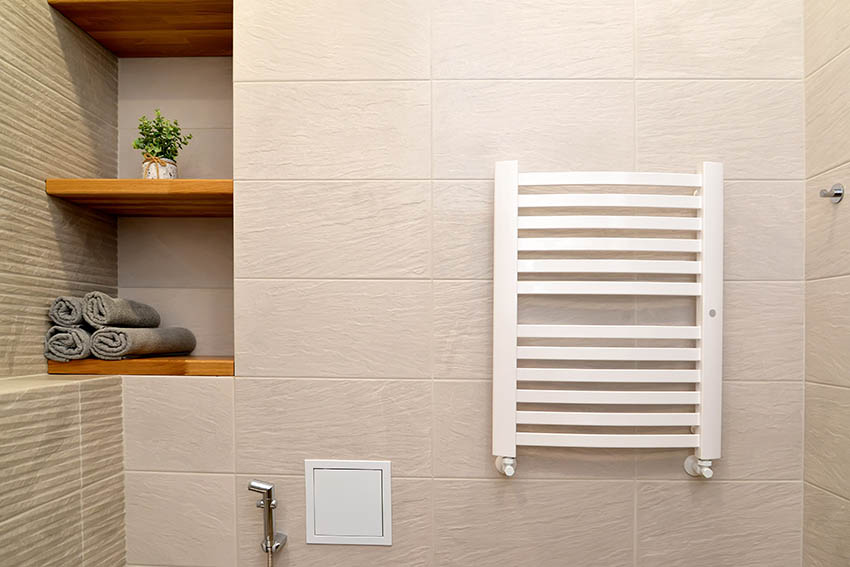 Bathroom shower shelf niche for towels 