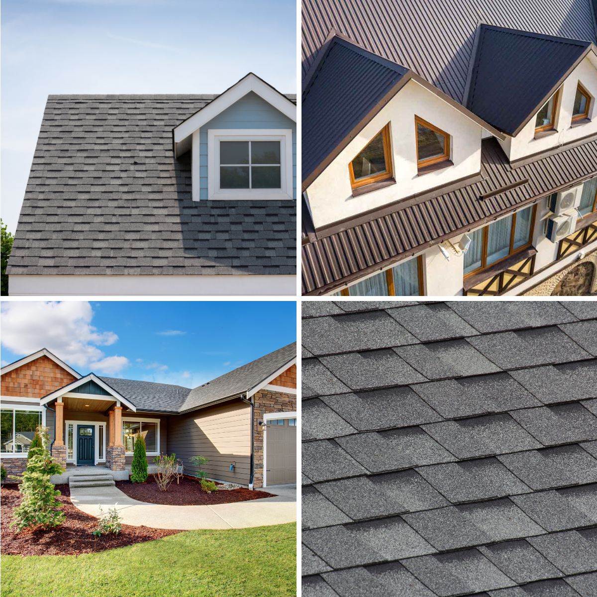 different black roof shingle designs