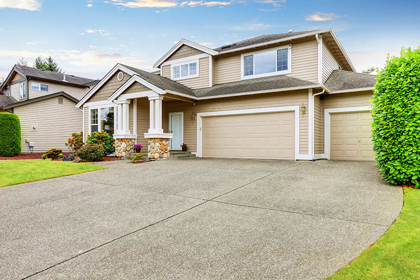 Home with aggregate driveway