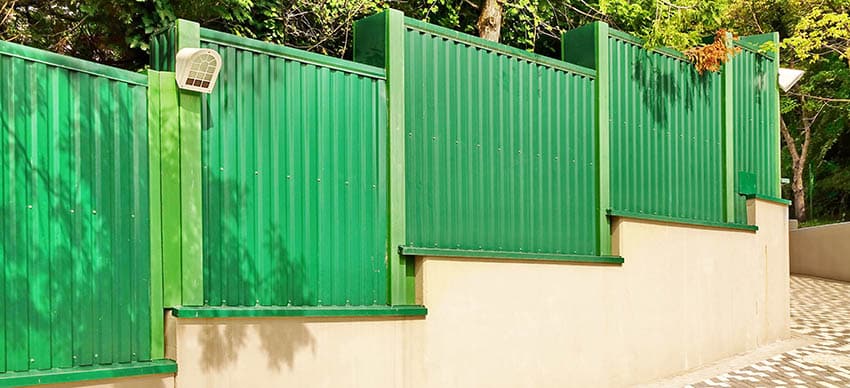 Sloped metal structure on concrete