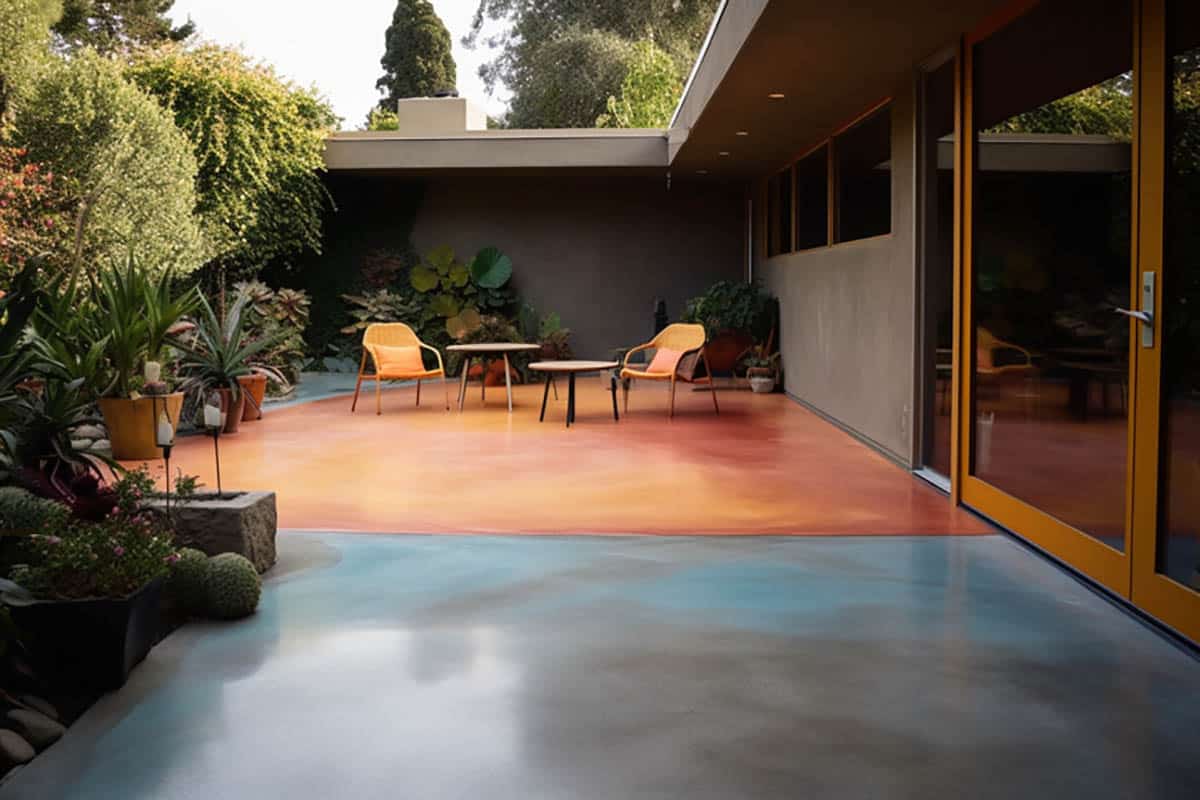 Two toned colored finish on contemporary designed patio